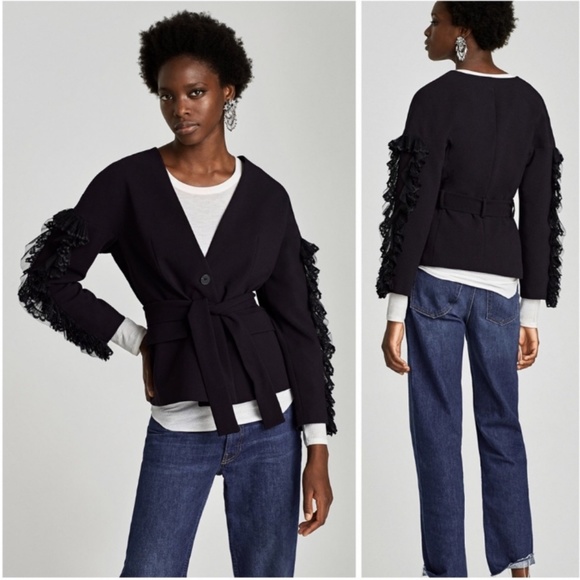 Zara Jackets & Blazers - NWT Zara Black Blazer with Lace